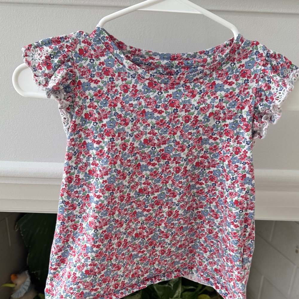 Polo by Ralph Lauren Girls' Pink & Blue Floral Short Sleeve Tee